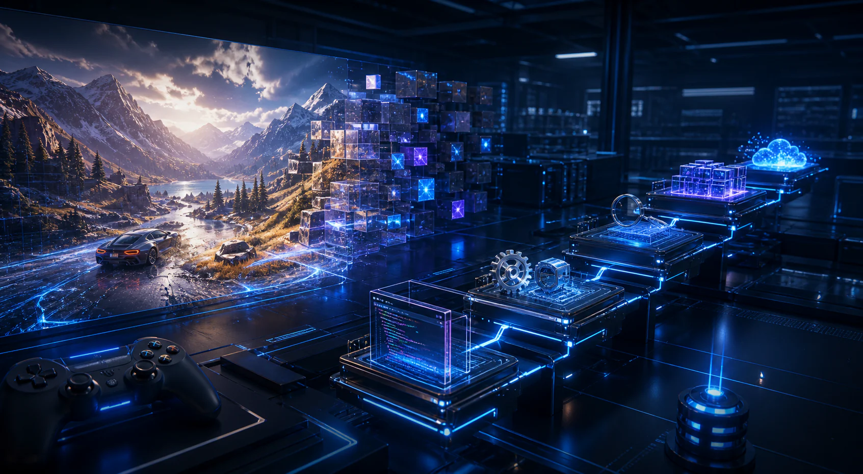 Immersive gaming environment connected to a software product engineering pipeline