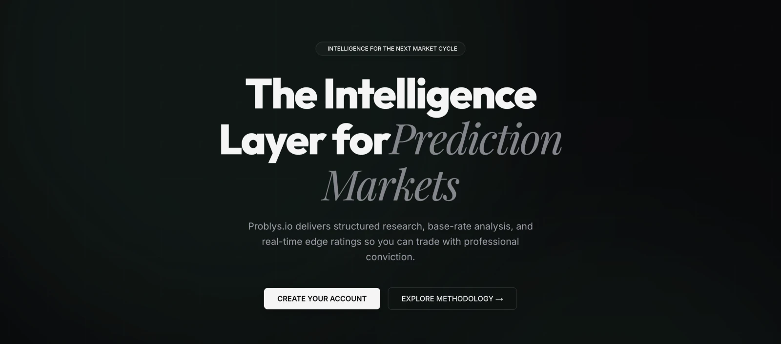 Problys prediction market intelligence platform homepage
