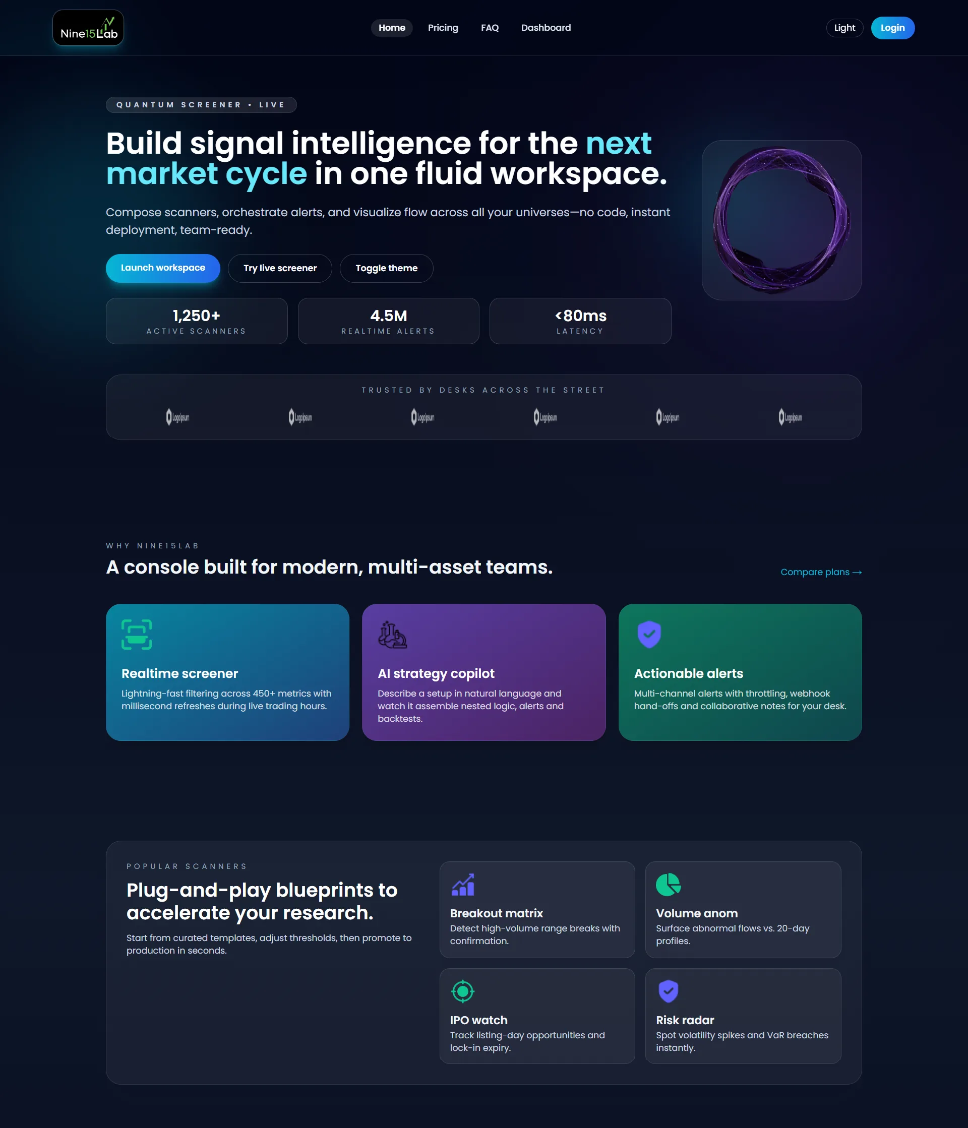 Nine15 Labs platform interface
